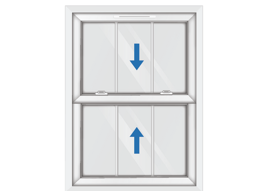 White uPVC Sliding Sash Window with Georgian Triple Vertical Bars
