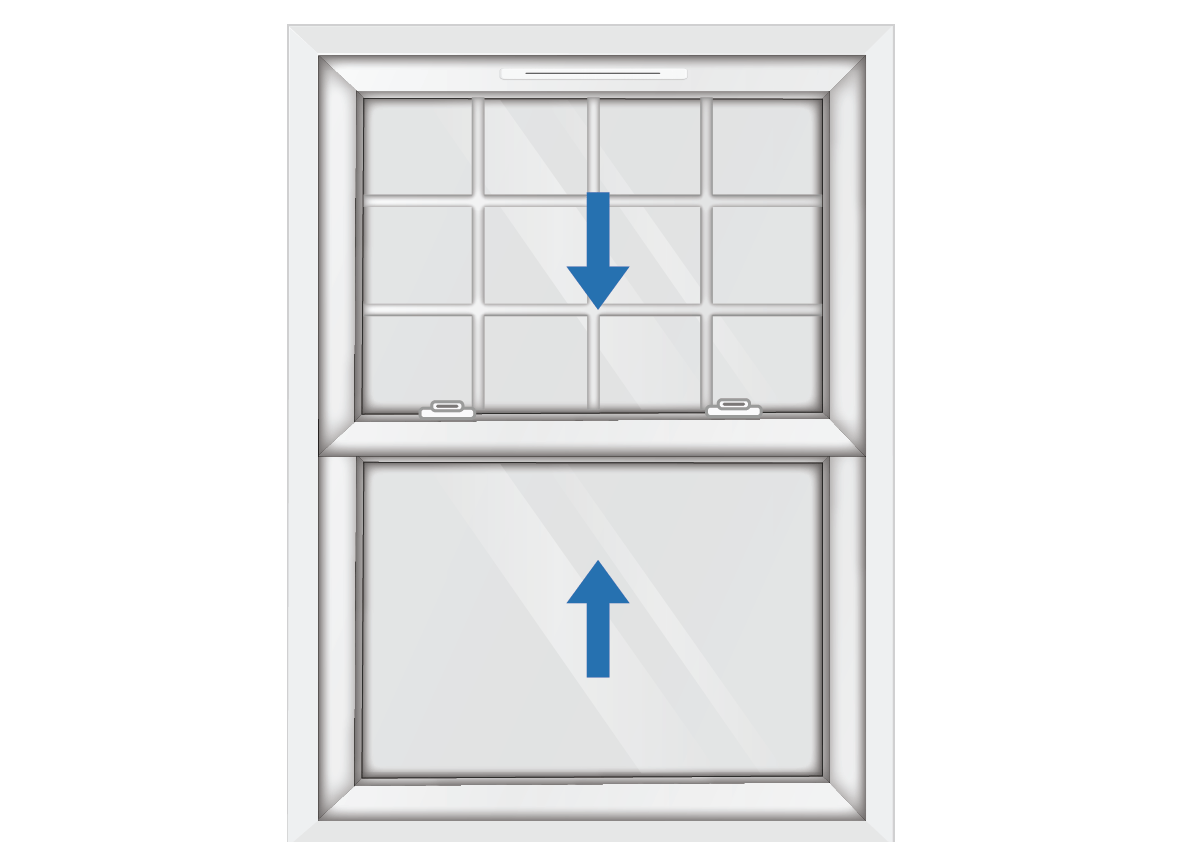 White uPVC Sliding Sash Window with Georgian Top Sash