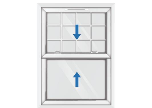 White uPVC Sliding Sash Window with Georgian Top Sash