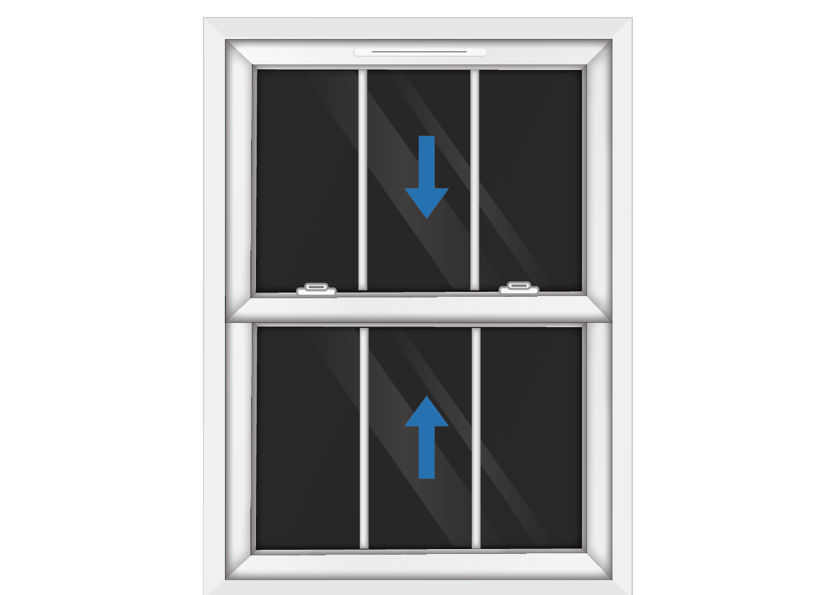White uPVC Sliding Sash Window with Georgian Triple Vertical Bars