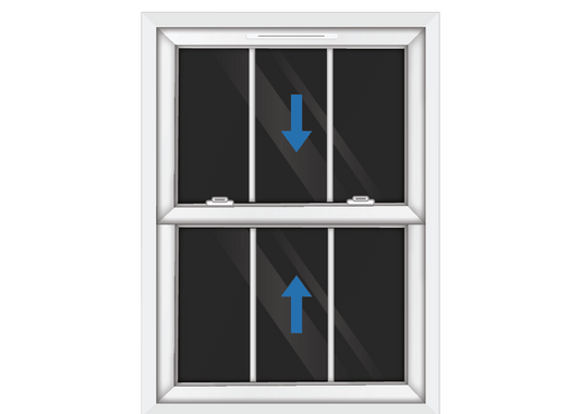 White uPVC Sliding Sash Window with Georgian Triple Vertical Bars