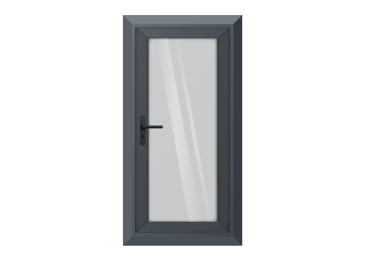 Grey uPVC Clear Full Glass Single Door