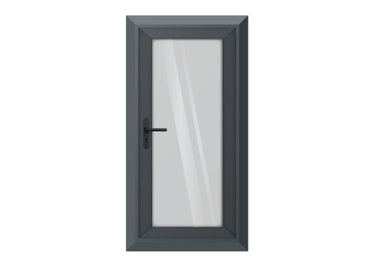 Grey uPVC Clear Full Glass Single Door