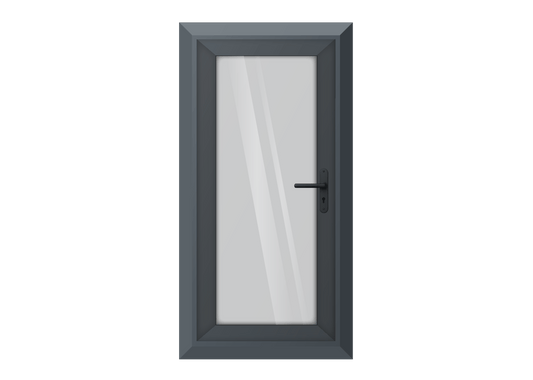 Grey uPVC Clear Full Glass Single Door