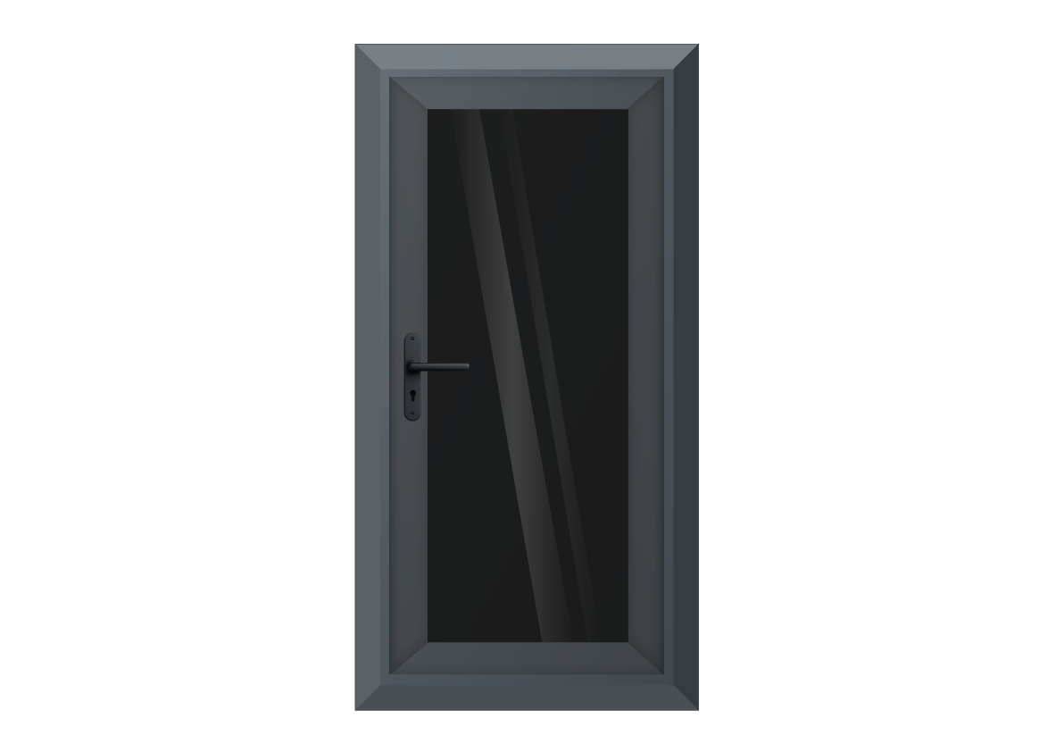 Grey uPVC Obscure Full Glass Single Door