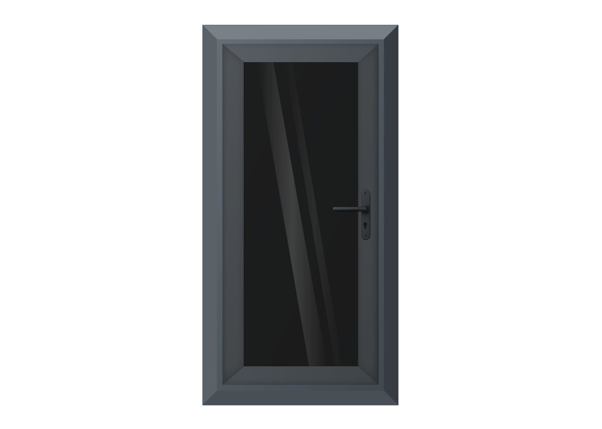 Grey uPVC Obscure Full Glass Single Door