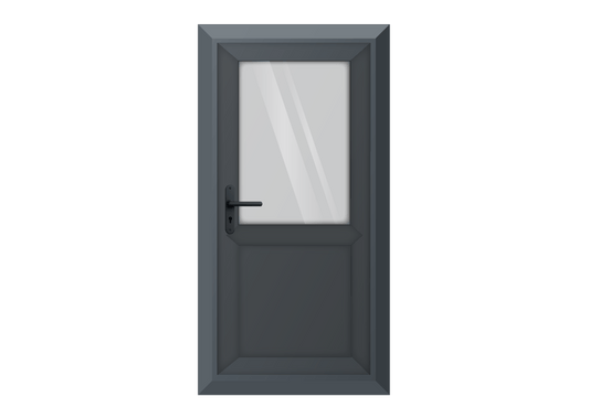 Grey uPVC Clear Half Glass Half Panel Single Door
