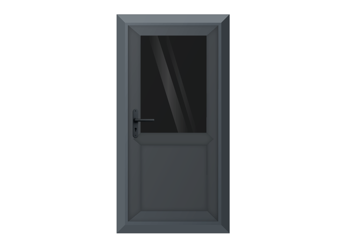 Grey uPVC Obscure Half Glass Half Panel Single Door