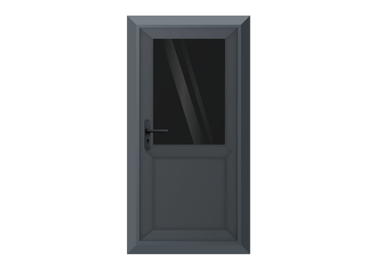 Grey uPVC Obscure Half Glass Half Panel Single Door