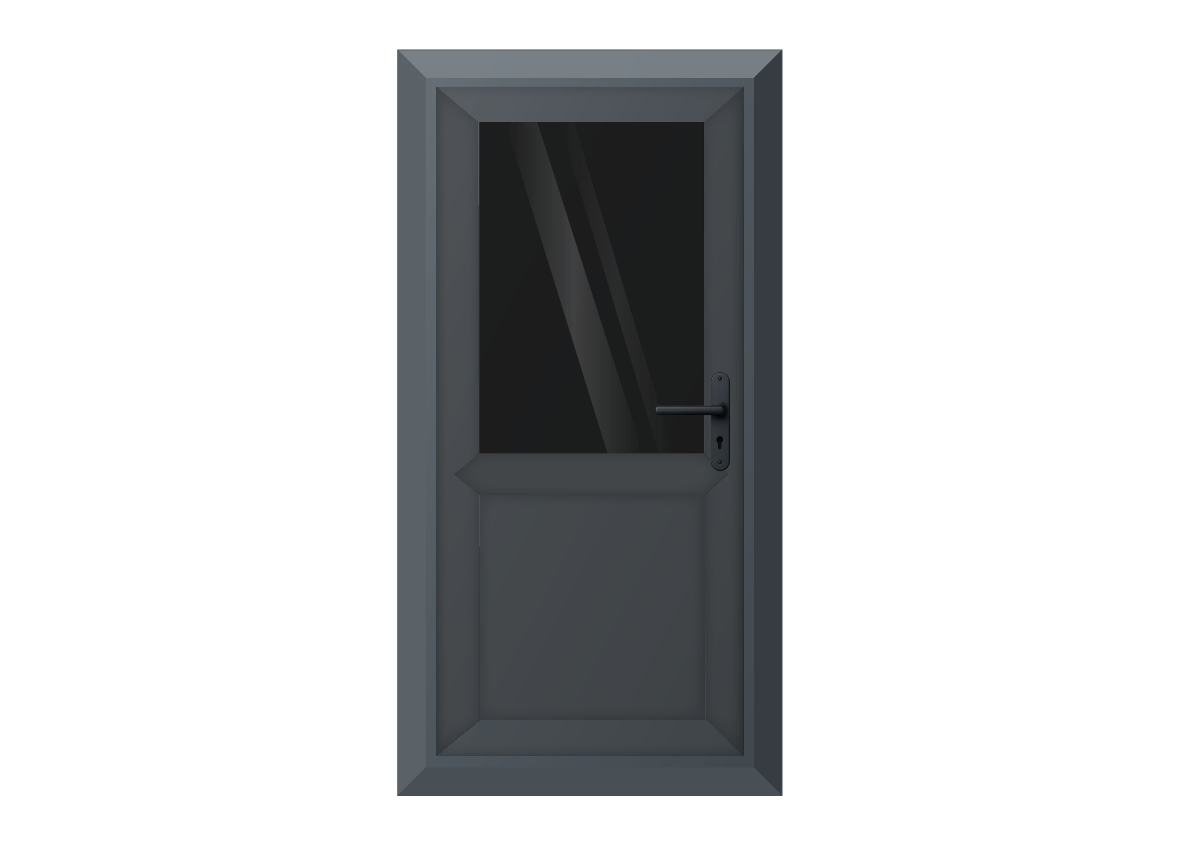 Grey uPVC Obscure Half Glass Half Panel Single Door