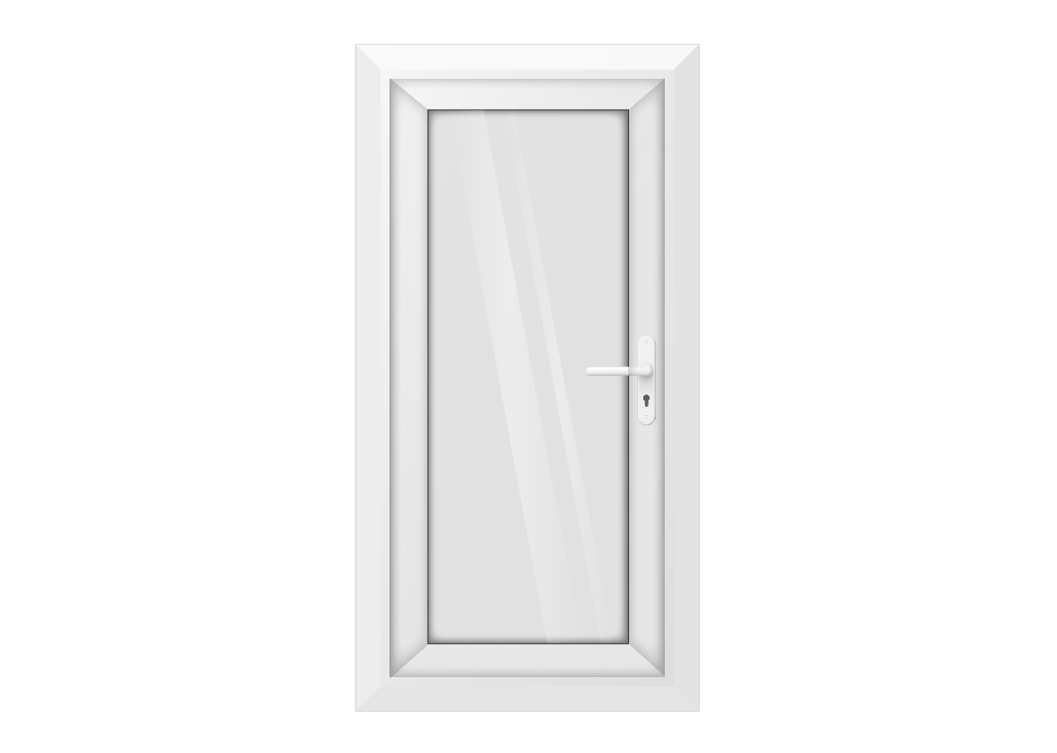 White uPVC Clear Full Glass Single Door