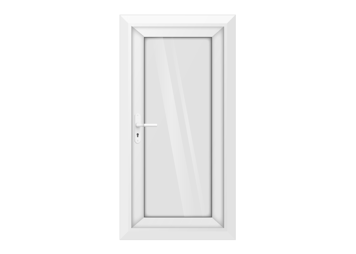 White uPVC Clear Full Glass Single Door