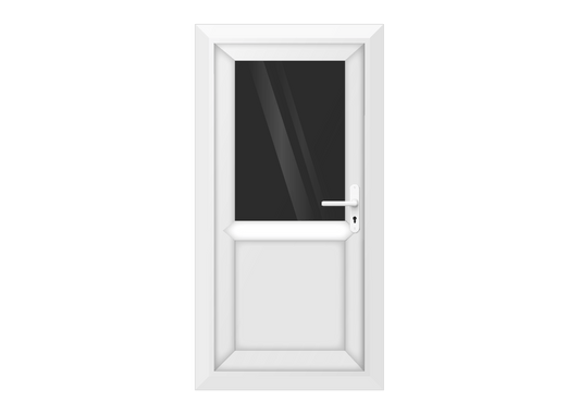 White uPVC Obscure Half Glass Half Panel Single Door