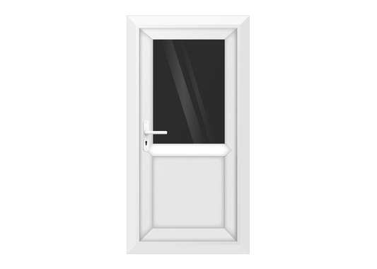 White uPVC Obscure Half Glass Half Panel Single Door