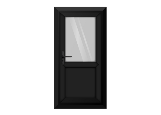 Black uPVC Clear Half Glass Half Panel Single Door