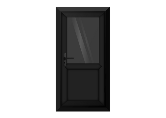 Black uPVC Obscure Half Glass Half Panel Single Door