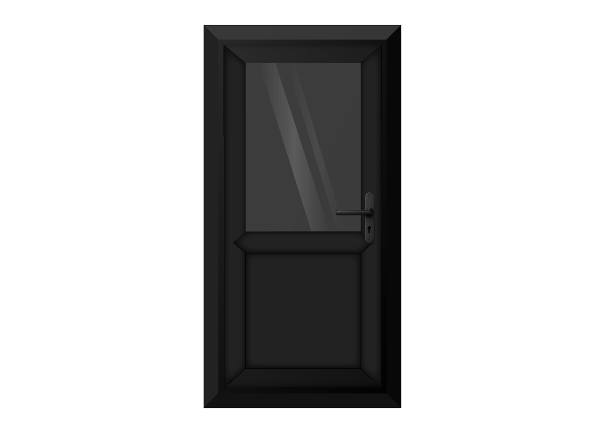 Black uPVC Obscure Half Glass Half Panel Single Door