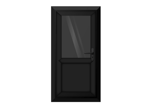 Black uPVC Obscure Half Glass Half Panel Single Door