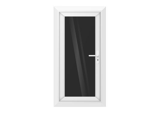 White uPVC Obscure Full Glass Single Door