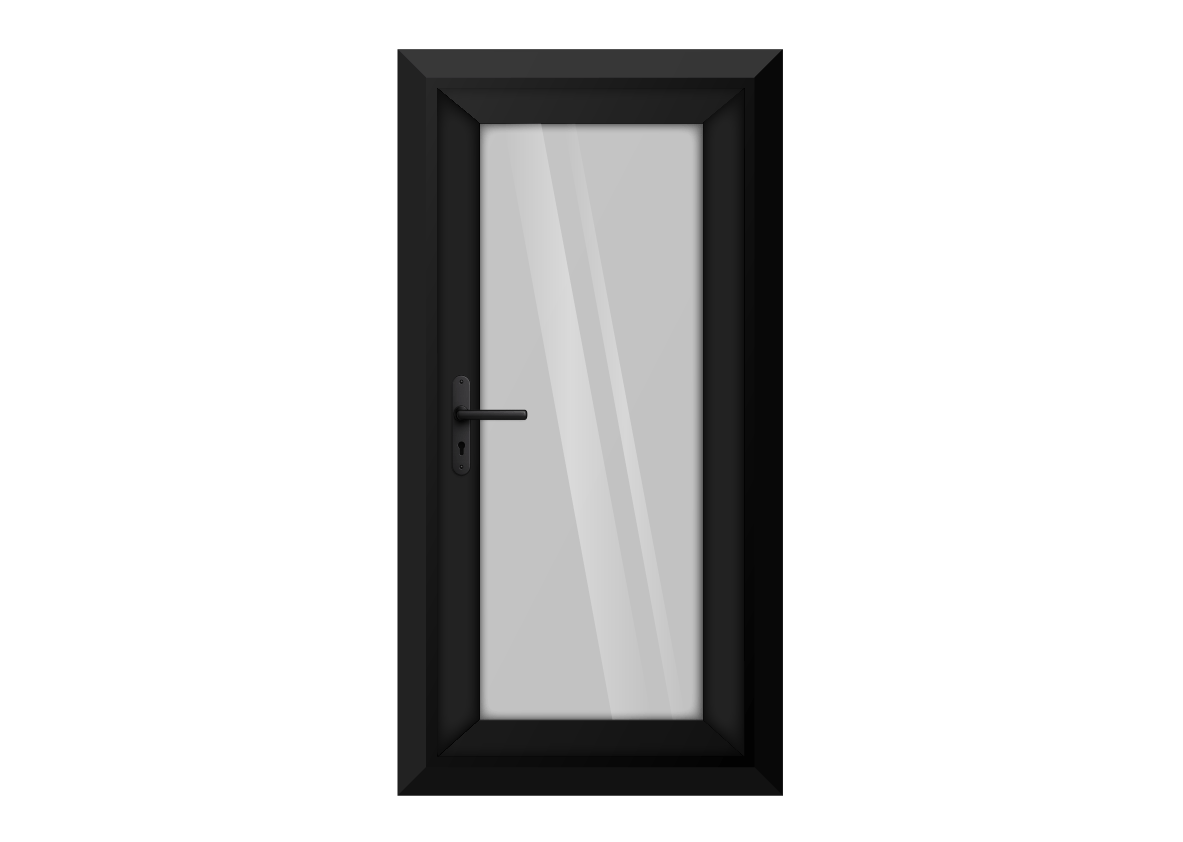Black uPVC Clear Full Glass Single Door