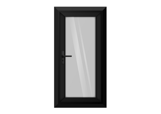 Black uPVC Clear Full Glass Single Door