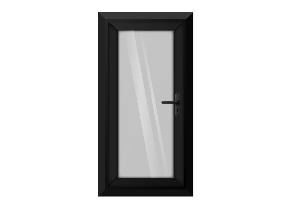 Black uPVC Clear Full Glass Single Door