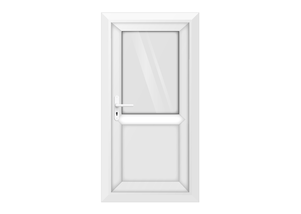 White uPVC Clear Half Glass Half Panel Single Door