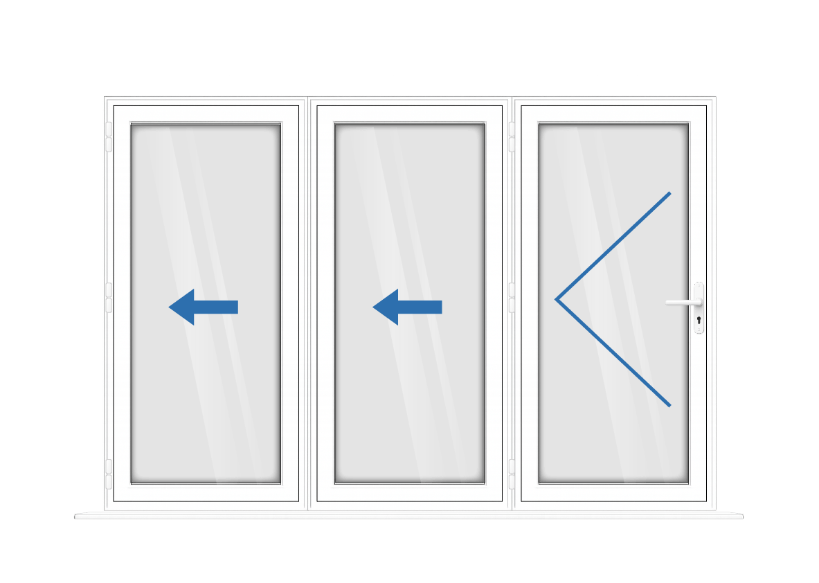 Aluminium 3 Panel White Bi-Fold Door Left Opening