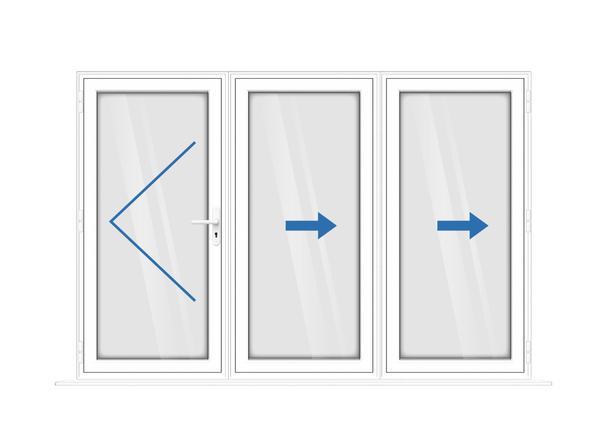 Aluminium 3 Panel White Bi-Fold Master Door Left