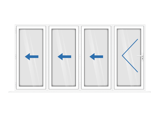 Aluminium 4 Panel White Bi-Fold Right Opening