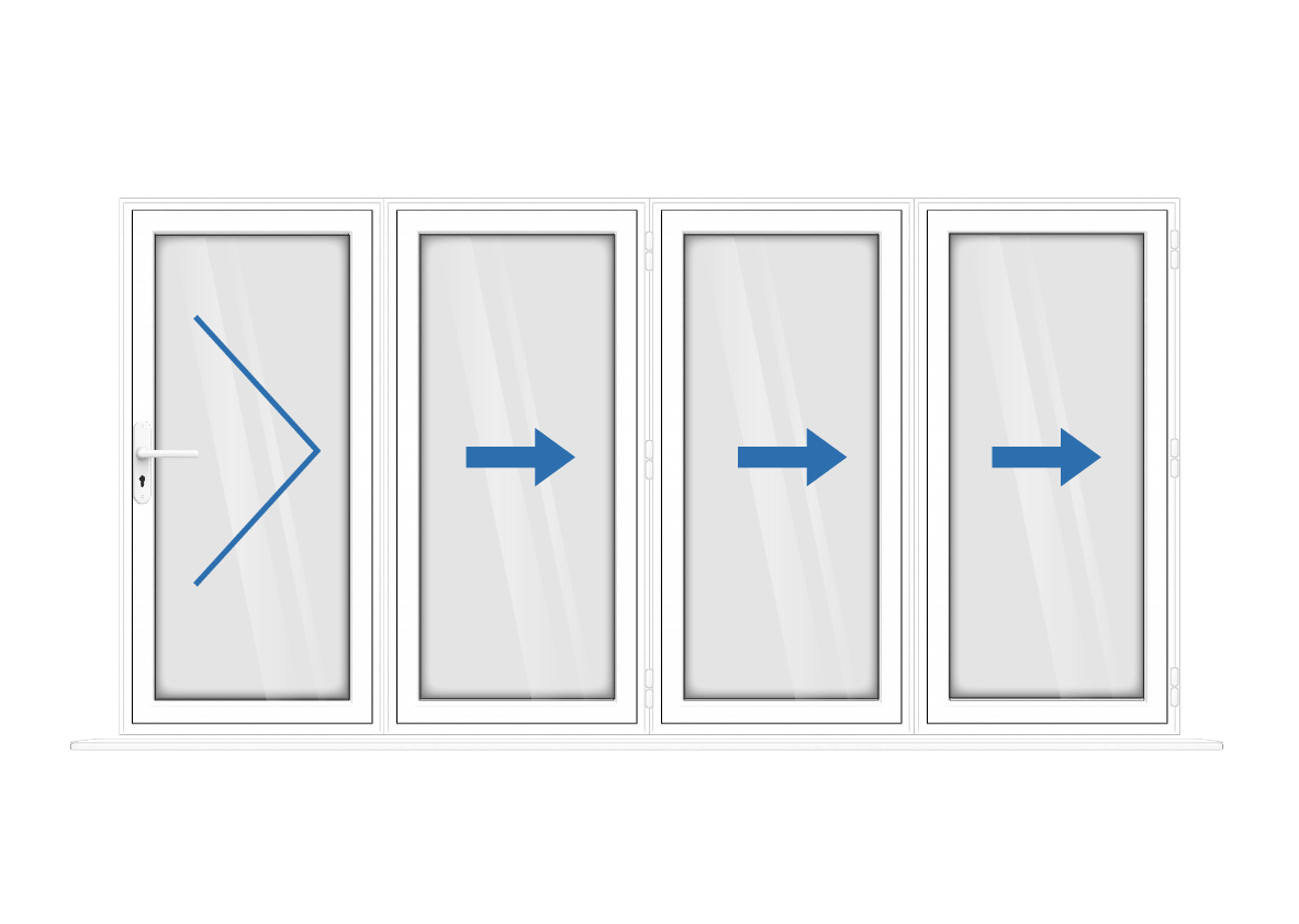 Aluminium 4 Panel White Bi-Fold Left Opening
