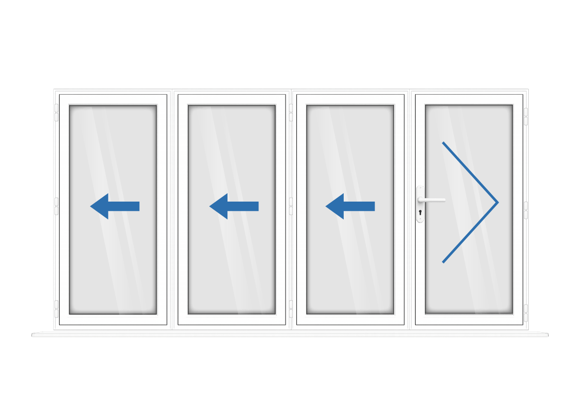 Aluminium 4 Panel White Bi-Fold Master Door Right