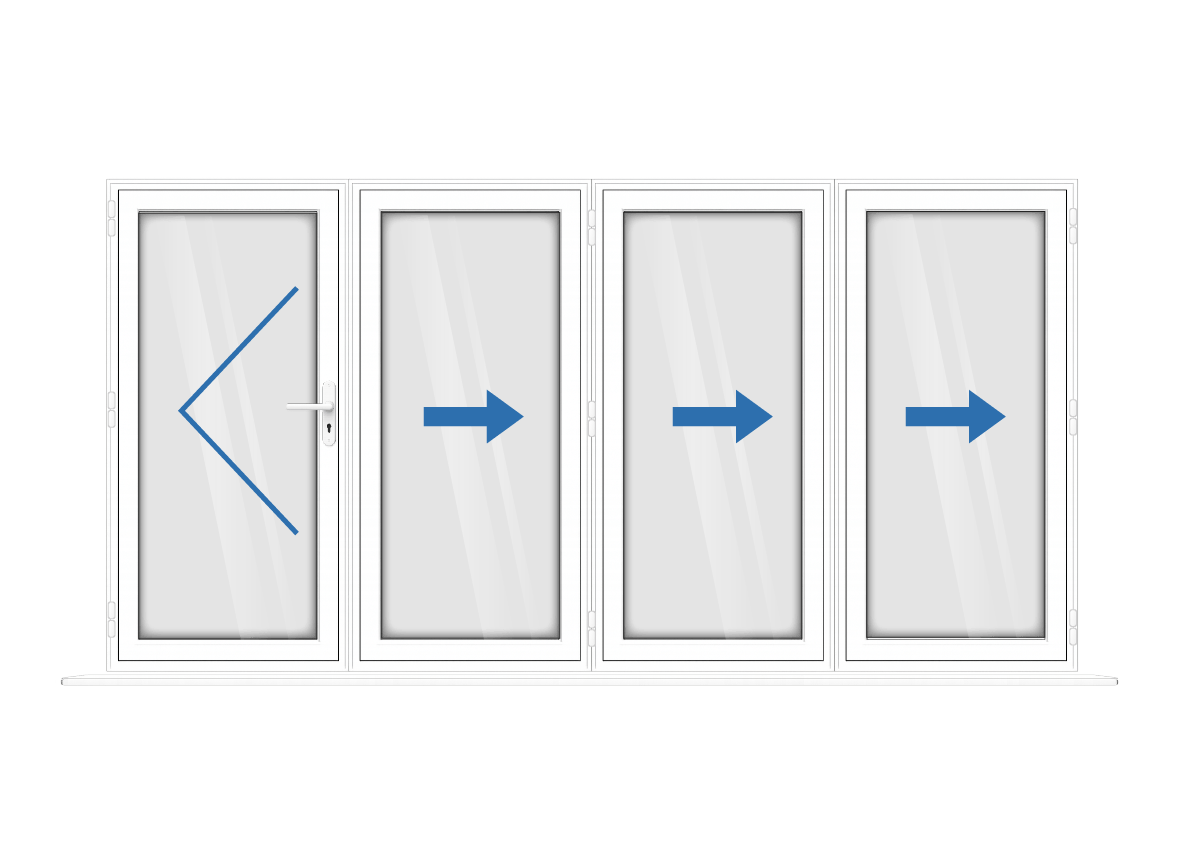 Aluminium 4 Panel White Bi-Fold Master Door Left