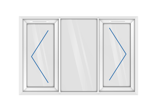 White uPVC Left & Right Hung with Fixed Centre