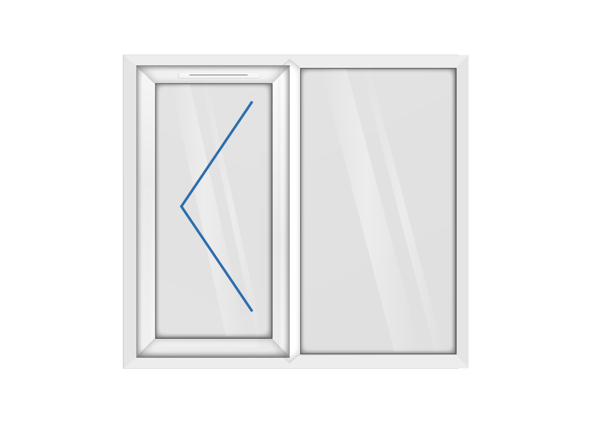White uPVC Left Hung & Right Fixed Window