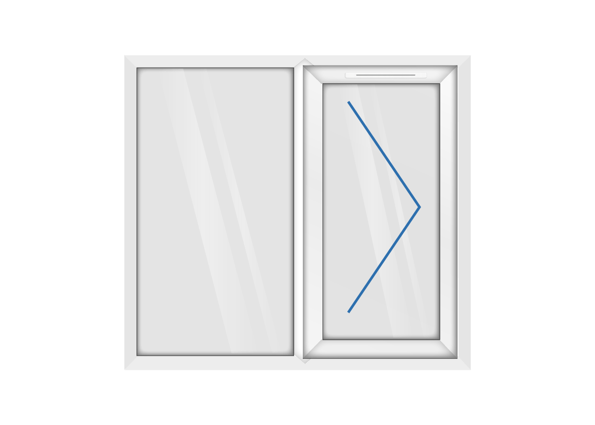White uPVC Right Hung & Left Fixed Window
