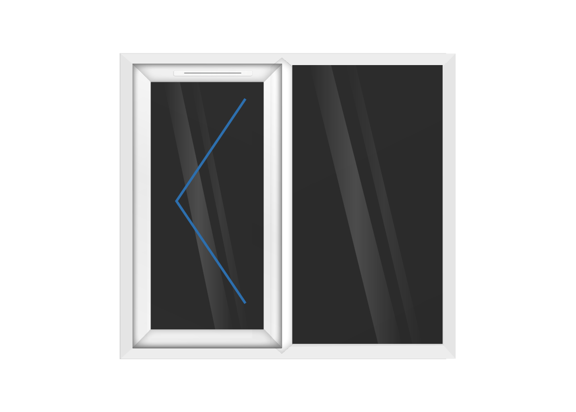 White uPVC Left Hung & Right Fixed Window